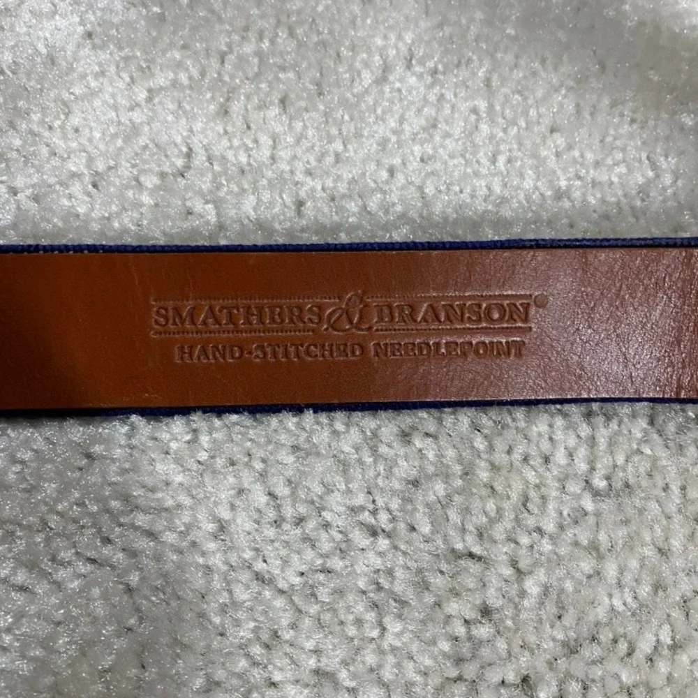 Smathers & Branson Brooks Brothers Belt Mens 40 Golden Fleece Needlepoint Preppy